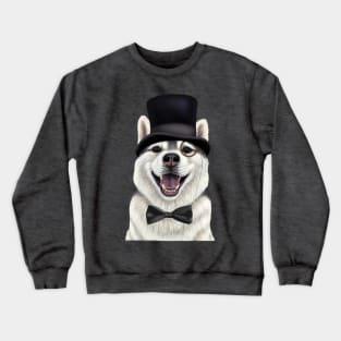 Dapper Husky in a top hat and monocle Crewneck Sweatshirt